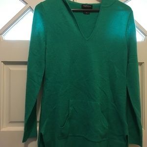 Lord & Taylor 100% Cashmere Hoodie Sweater Green